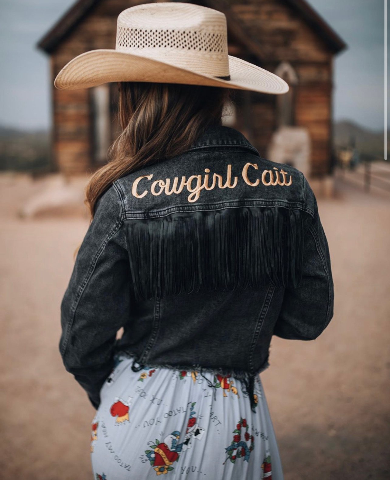 Jean jacket hotsell with leather fringe