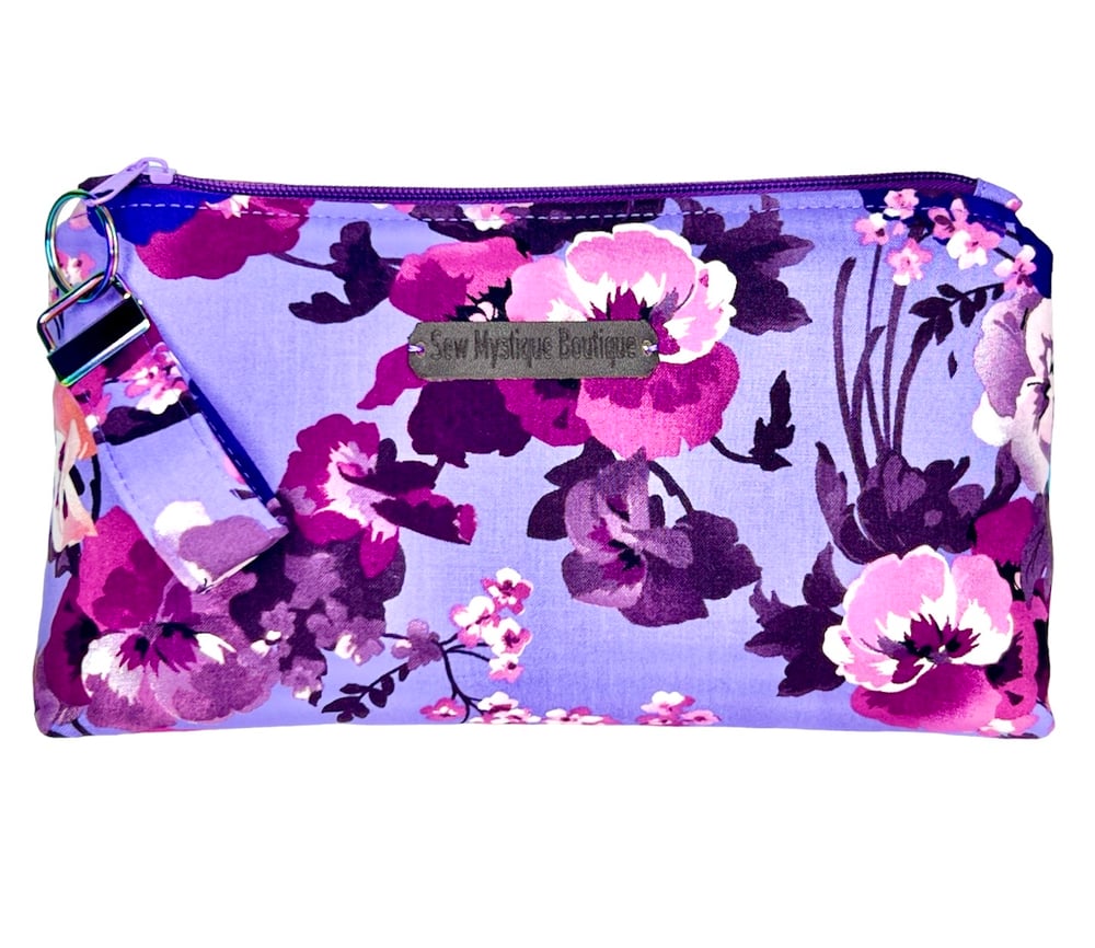 Image of Lilac Pansies Cosmetic Bag