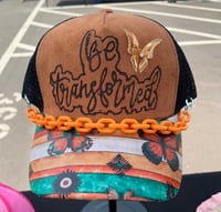 Be Transformed Hand-Burned and Fabric Trucker Hat