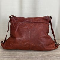 Image 2 of HANDBAG unisex genuine brown reddish leather crossbody messenger bag