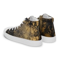 Image 13 of Black and Gold Tattered Textured Look Goth Women’s high top canvas shoes