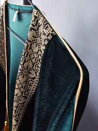 Image 4 of Tatreeze Velvet Abaya Green/Red/Navy (Made in Jordan) copy