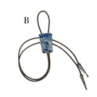 Image 3 of Blue Floral Porcelain Bolo Tie