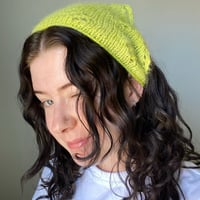 Image 3 of Knit lace bandana in lime green
