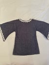 1970s hand embroidered angel sleeve cotton denim tunic