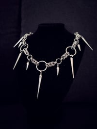 Image 3 of Gothic / metal / punk Necklace - Box chain, big rings, spikes