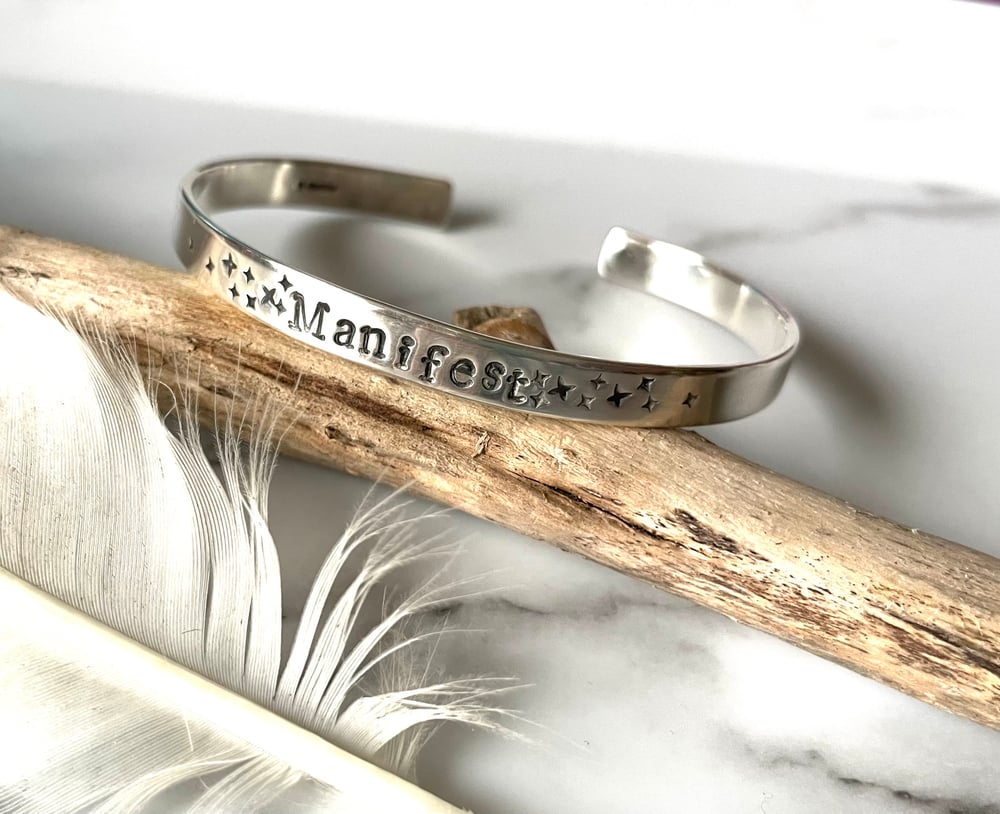 Handmade Sterling Silver Manifest Cuff Bracelet 925