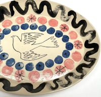 Image 3 of Dove small handbuilt and hand decorated earthenware oval plate