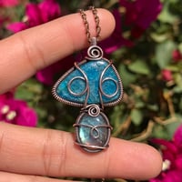 Image 2 of Blue Apatite x Blue Labradorite Mushroom 🍄💙