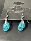 Turquoise Explosion Resin Pendant Earrings