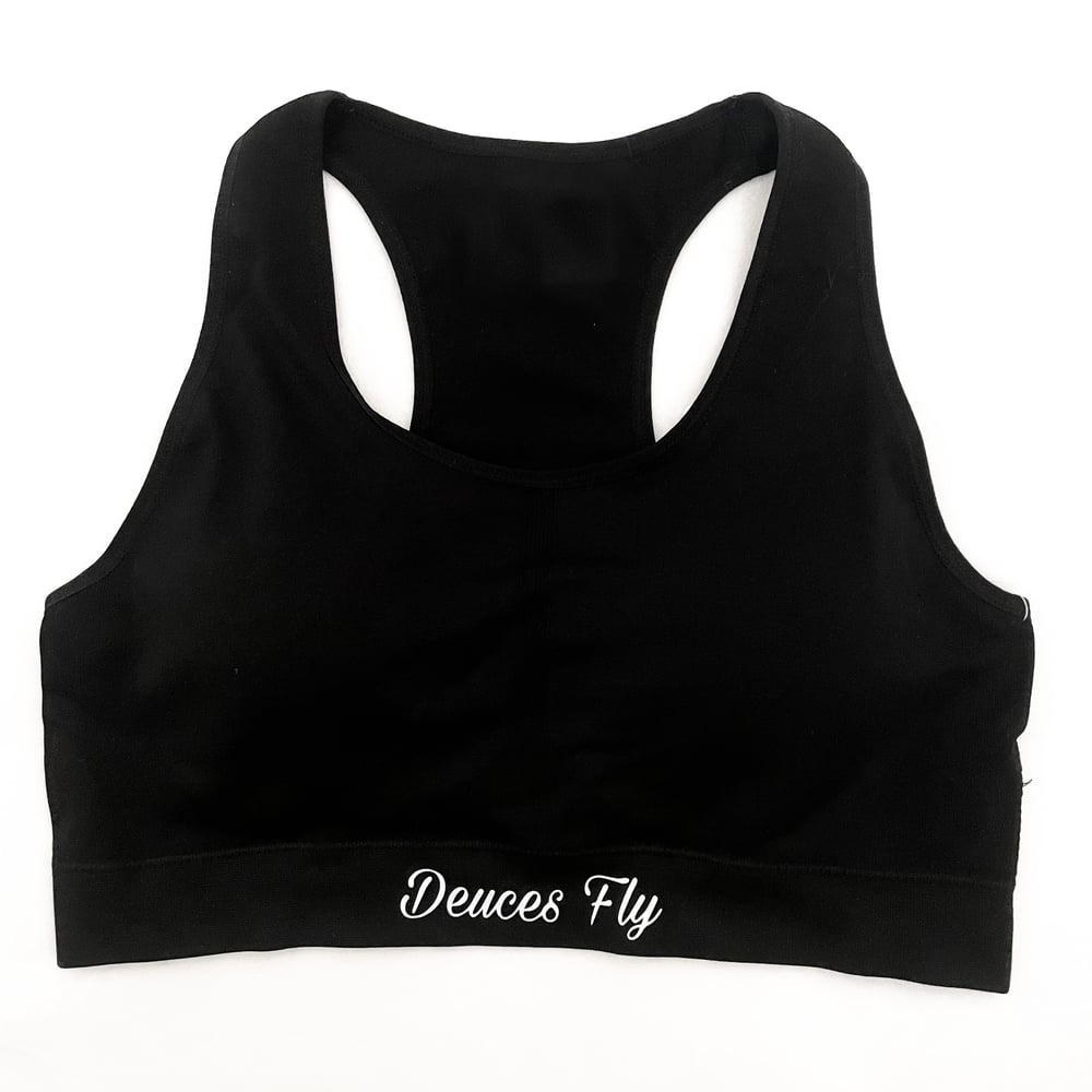 Image of Deuces Fly Black Sports Bra