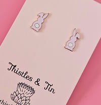 Image 3 of Enamel Bunny Studs - SKU 649