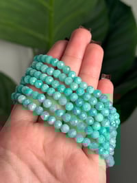 Image 2 of HIGH GRADE FACETED AMAZONITE BEADED BRACELETS 5MM