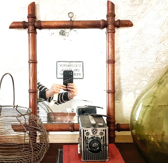 Antique faux bamboo mirror