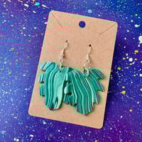 Malachite Monstera Leaf Clay Earrings