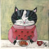 Small square art print-beans on toast 