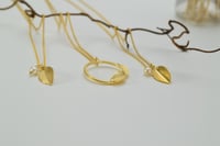 Image 5 of Double Leaf Gold Vermeil Necklace on 18 Inch Spiga Chain – Handmade Fold Collection
