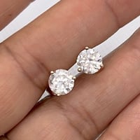 Image 4 of 925 gold plated round cz 3 prong stud earrings
