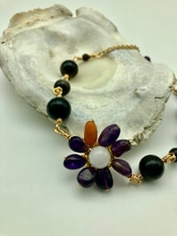 Image 3 of Purple Blush Bracelet featuring Amethyst Obsidian Flower Charm