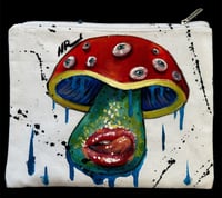 Image 1 of “TOAD STOOL” HAND PAINTED CANVAS BAG 10”x8” 