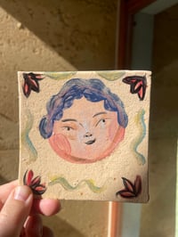 Image 1 of Lady Goodvibes - Handmade ceramic tile with illustration