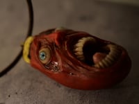 Image 12 of Berserk Egg of the King blood tears pendant, leather cord, brass hardware, OOAK