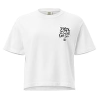 Image 3 of LOVEDCGOGO " PRETTY GIRLS LOVE" Embroidered Women’s heavyweight boxy tee (see color options)