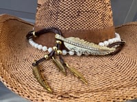 Image 2 of Brown Cowboy Hat Pearl and Gold Leaf Band