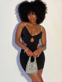 Image 1 of Mini Dresses Women Sexy Hollow Out Bandage Backless Black Dress 