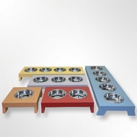 Image 1 of Elevated Cat Feeder (Whisker Friendly, Stainless Bowls)