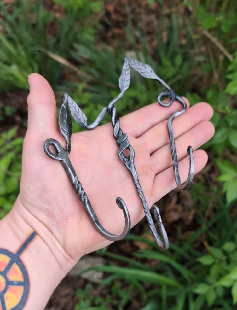 Unique Hand Forged Leaf Finial Hook