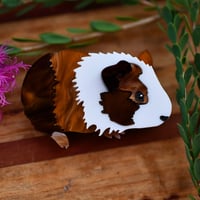 Gertie the guinea pig - brooch -  brown piggy 