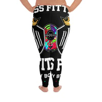 Image 4 of BOSSFITTED Black and Colorful All-Over Print Plus Size Leggings