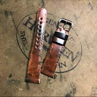 Image 3 of Marble black Ltd Ed Horween Shell Cordovan Secret Stitching Watch Strap