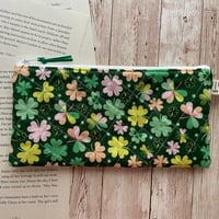 Image 3 of "Lucky Clovers” Small OR Mini Quilted Zipper Bag