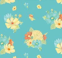 Image 2 of HAPPY AT HOME Main Floral C13700-Teal by Tara Reed for Riley Blake Designs