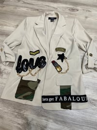 Image 1 of Small Cream LOVE Custom blazer 