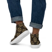 Image 3 of All Over Gold and Black Pentagram Men’s high top canvas shoes