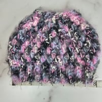 Image 5 of pink/black ponytail crocheted hat