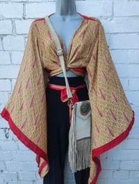 Image 1 of Stevie sari top with tassle- beige and red 