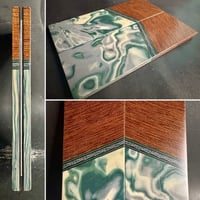 Image 1 of Crosscut Micarta & Green Burl G10 Segmented Knife Scales