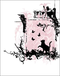 Image of Pink Cat Ornate Print