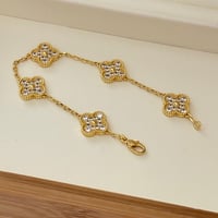 Image 5 of Brass clover bracelet with full diamonds