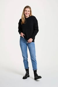 Image 3 of Black Aran Sweater - Made in Ireland 