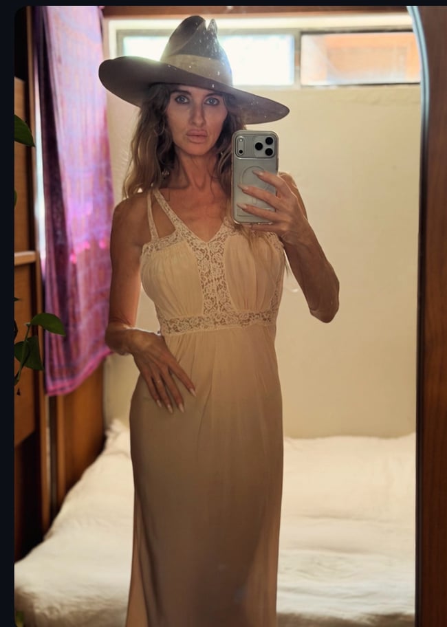 1930s pale pink silk dress embroidery lace 20s