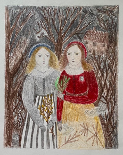 Image of Sisters by November Woods - original drawing 