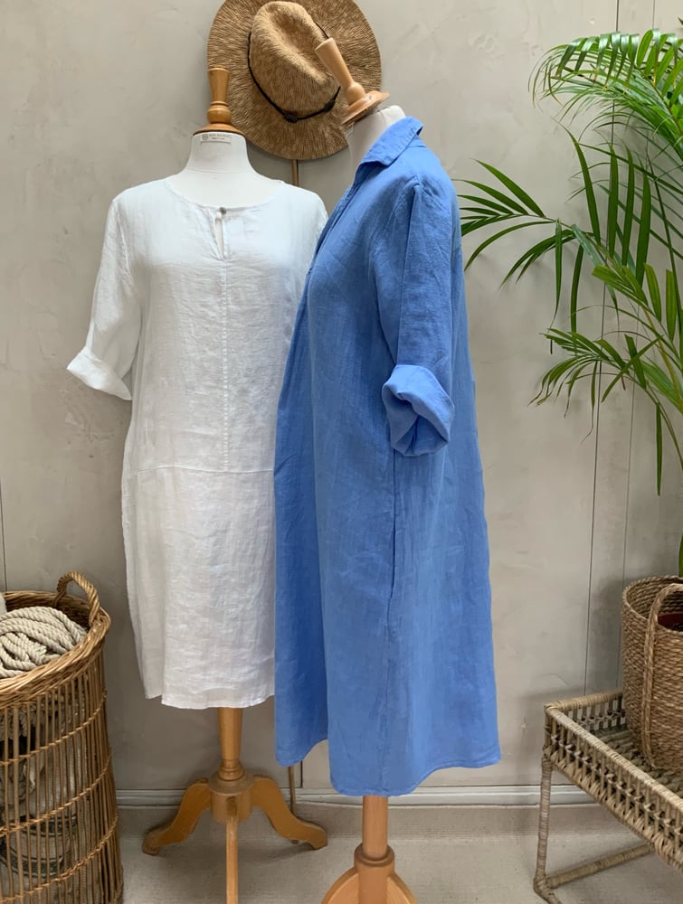 Image of Robe En Lin Daphné Bleu Lavande 