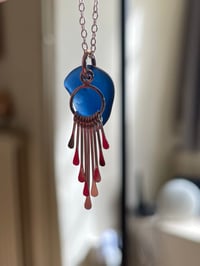 Image 3 of Cobalt Blue Sea Glass Necklace with Sterling Silver Paddle Charm