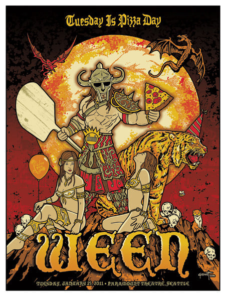 Image of Ween Seattle Pizza Day Red Edition Poster 2011
