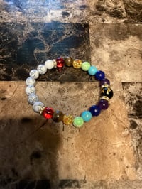 Image 1 of White Turquoise & Iridescence Bracelet 